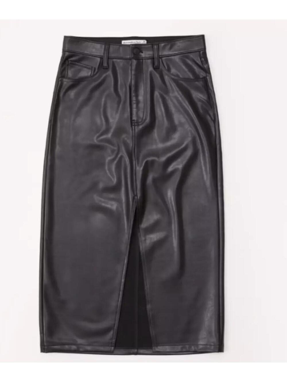 Abercrombie & Fitch Faux Leather Black Midi Skirt - Women's 32 NWOT